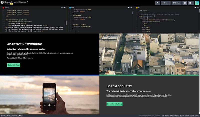 Responsive Layout CodePen Demo